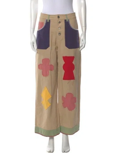 Pre-owned L.f.markey Graphic Print Wide Leg Pants In Neutral