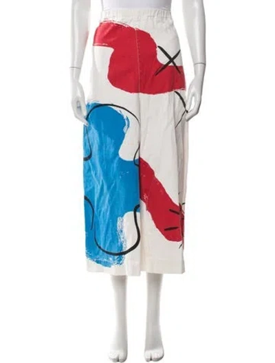 Pre-owned L.f.markey Graphic Print Wide Leg Pants In White
