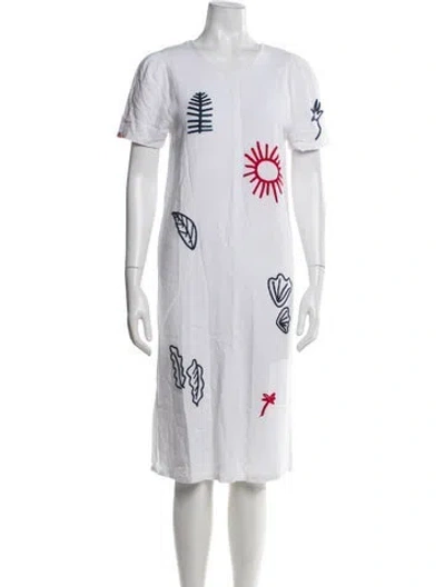 Pre-owned L.f.markey Linen Midi Length Dress In White