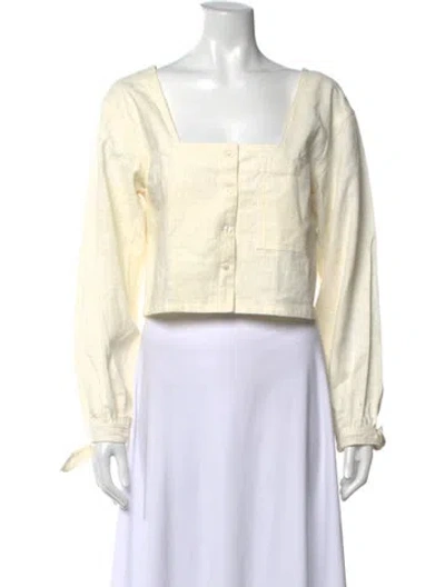 Pre-owned L.f.markey Linen Square Neckline Top In Neutrals