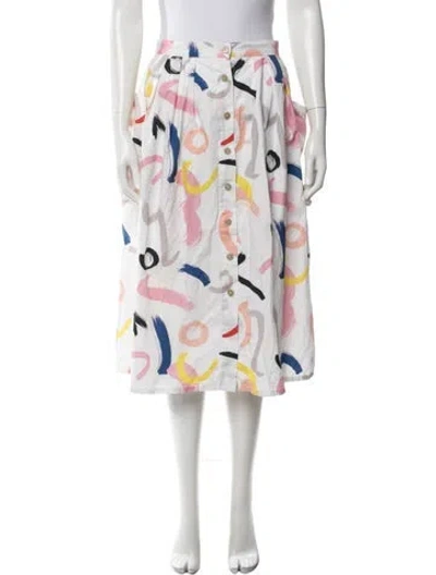 Pre-owned L.f.markey Printed Midi Length Skirt In White