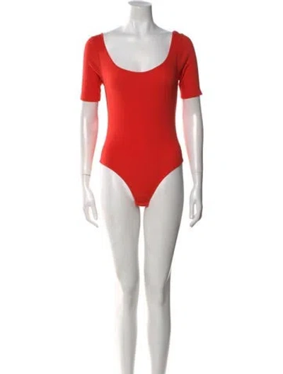 Pre-owned L.f.markey Scoop Neck Short Sleeve Bodysuit In Orange
