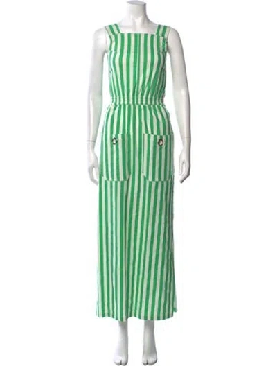 Pre-owned L.f.markey Striped Long Dress In Green