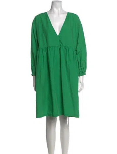 Pre-owned L.f.markey V-neck Mini Dress In Green