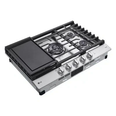 Lg 36" Smart Gas Cooktop With Ultraheat 22k Btu Dual Burner And Led Knobs, Stainless Steel