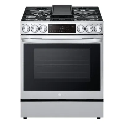 Lg 6.3 Cu. Ft. Smart Wi-fi Enabled Probake Convection® Instaview® Dual Fuel Slide-in Range With Air Fry In Print Proof Stainless Steel
