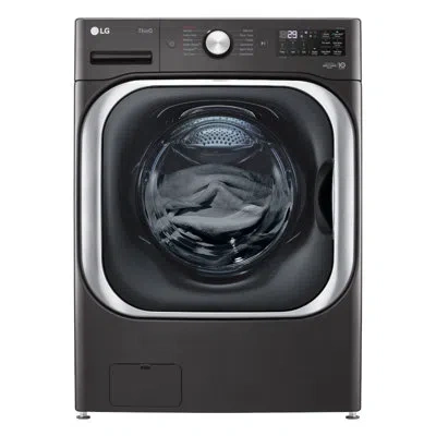 Lg Mega Capacity Smart Wi-fi Enabled Front Load Washer With Turbowash® And Built-in Intelligence, Smoot In Black