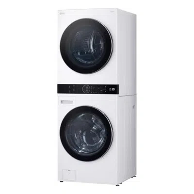 Lg Single Unit Washtower With Center Control, Front Load Washer And 7.8 Cu. Ft. Electric Ventless Heat  In White