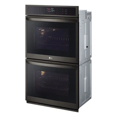 Lg Smart Double Wall Oven With Convection And Air Fry, Black Stainless Steel, 9.4 Cu. Ft. In Black;printproof Black Stainless Steel