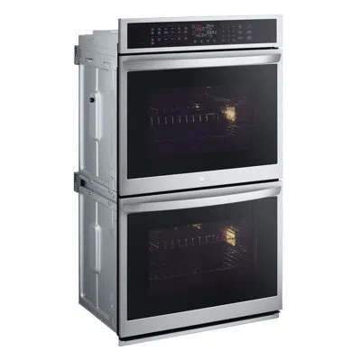 Lg Smart Double Wall Oven With Instaview®, True Convection, Air Fry, And Steam Sous Vide, Print Proof S In Stainless Steel