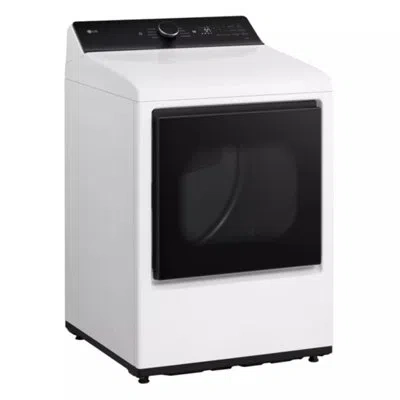 Lg Ultra Large Capacity Rear Control Electric Dryer With Easyload, Door And Ai Sensing, 7.3 Cu. Ft. In Alpine White