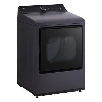 Lg Ultra Large Capacity Rear Control Gas Dryer With Easyload, Door, Ai Sensing And Turbosteam, Matte Bl In Matte Black