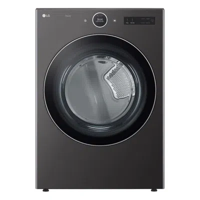 Lg Ultra Large Capacity Smart Front Load Gas Dryer With Built-in Intelligence & Turbosteam®,smooth Blac In Black
