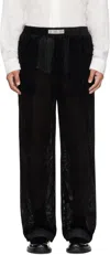 Lgn Louis Gabriel Nouchi Black Devored Stripes Large Pleats Trousers In Black