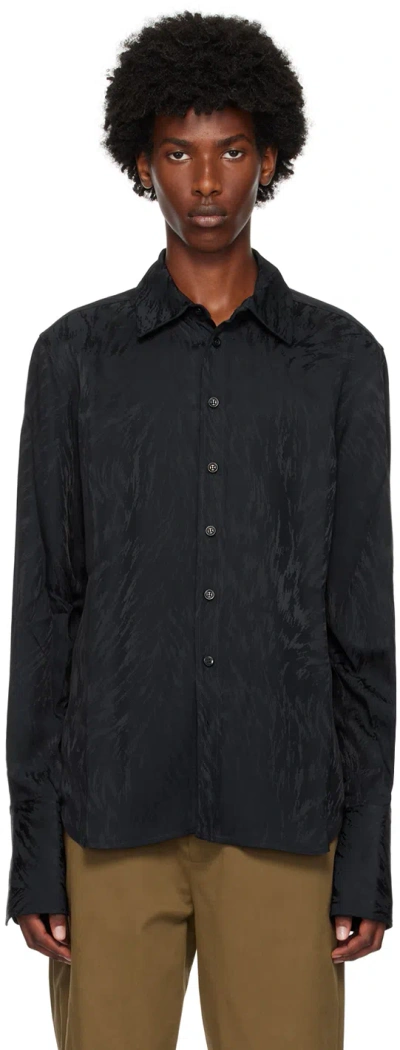 Lgn Louis Gabriel Nouchi Black Double-cuff Shirt In Dark Night Fur 033