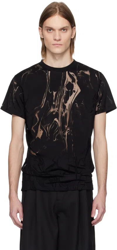 Lgn Louis Gabriel Nouchi Black Marbled Jersey T-shirt In Devoured