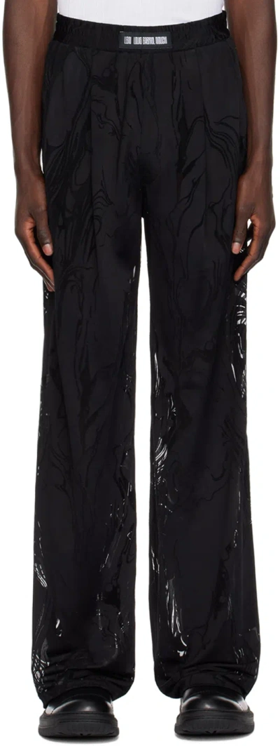 Lgn Louis Gabriel Nouchi Black Marbled Trousers In Devore