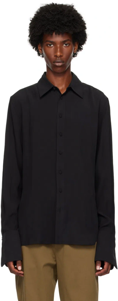 Lgn Louis Gabriel Nouchi Black Musketeer Cuffs Shirt In Black 001