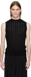 Lgn Louis Gabriel Nouchi Black Ribbed Sleeveless Laddering Tank Top In Black