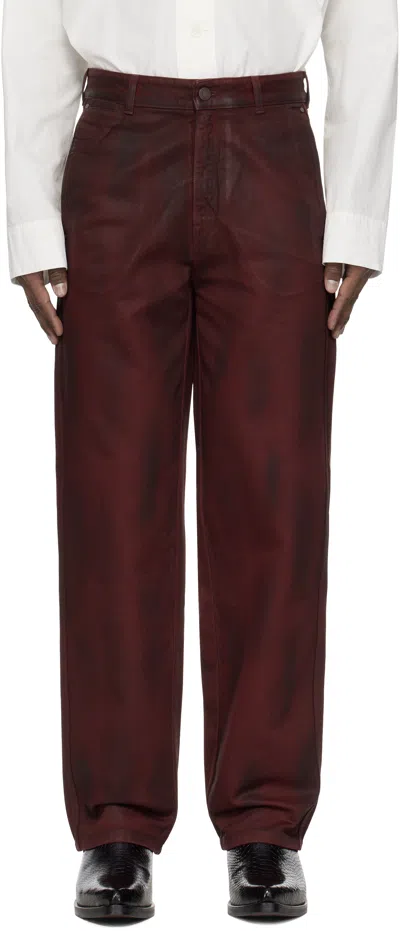 Lgn Louis Gabriel Nouchi Burgundy Straight Leg Denim Jeans In Red