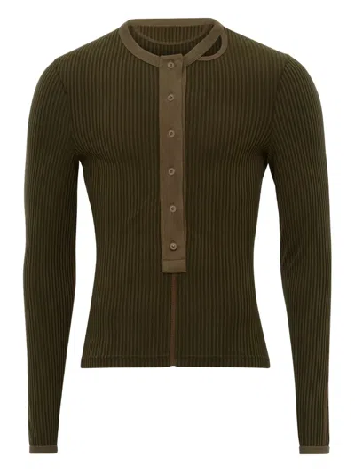 Lgn Louis Gabriel Nouchi Buttoned Long-sleeved T-shirt In Green