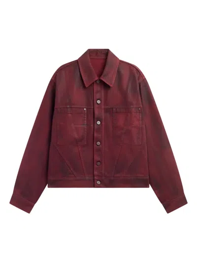 Lgn Louis Gabriel Nouchi Coated Denim Jacket In Burgundy