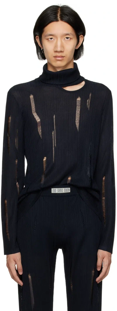 Lgn Louis Gabriel Nouchi Navy Cutout Turtleneck In Dark Blue 022