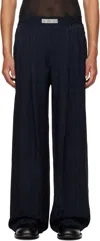 Lgn Louis Gabriel Nouchi Navy Wide Fur-patterned Jacquard Trousers In Dark Night Fur 033