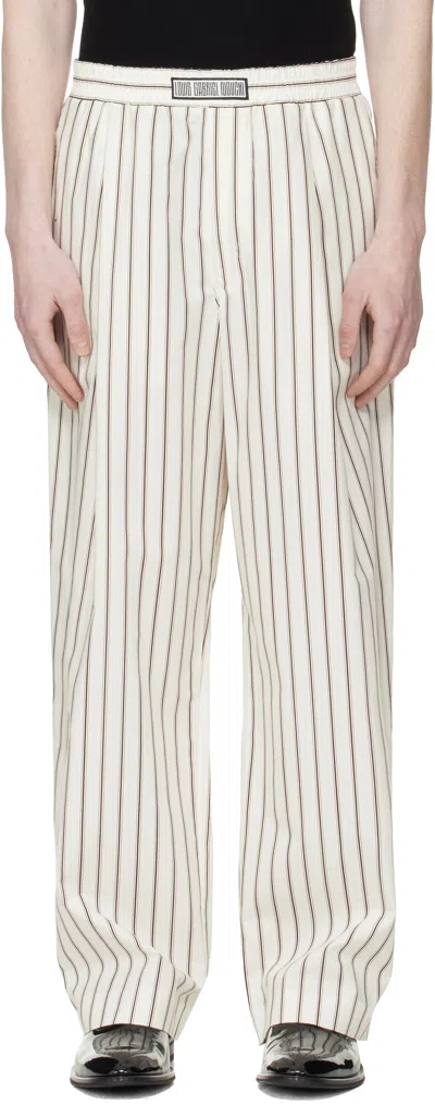 Lgn Louis Gabriel Nouchi White Wide-leg Striped Jogging Trousers In Yellow