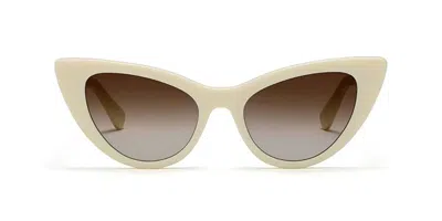 Lgr For Ermanno Scervino Orchid 5952 Women's Sunglasses White Size 53 In Brown