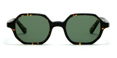 Lgr Zanzibar 5442 Men's Sunglasses Tortoiseshell Size 46 In Green