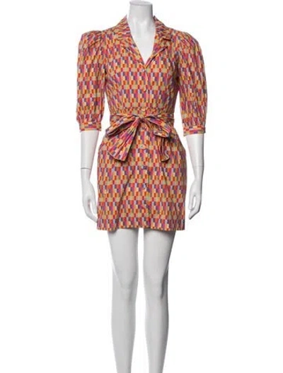 Pre-owned Lhd Colorblock Pattern Mini Dress In Yellow