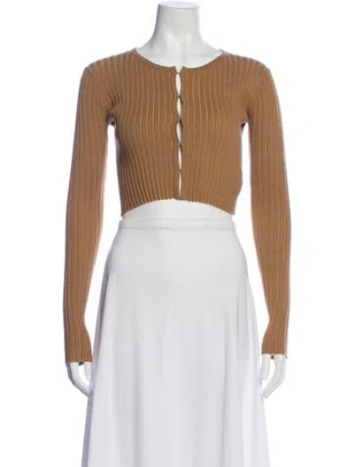 Pre-owned Lhd Crew Neck Long Sleeve Crop Top In Neutral