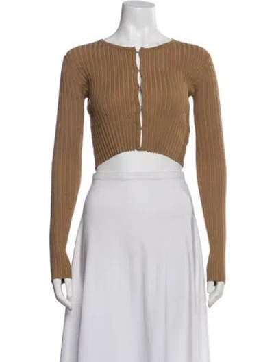 Pre-owned Lhd Crew Neck Long Sleeve Crop Top In Neutrals