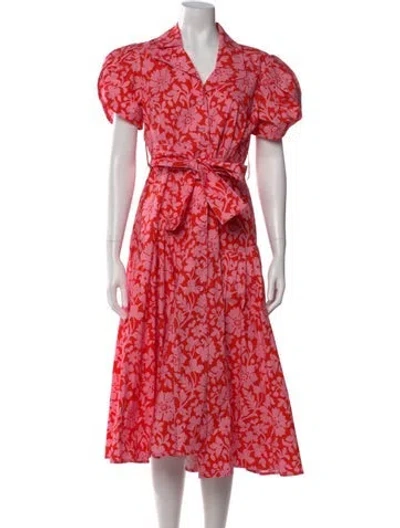 Pre-owned Lhd Floral Print Midi Length Dress W/ Tags In Pink