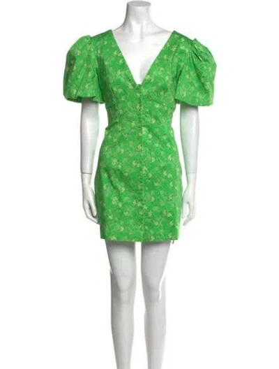 Pre-owned Lhd Floral Print Mini Dress In Green