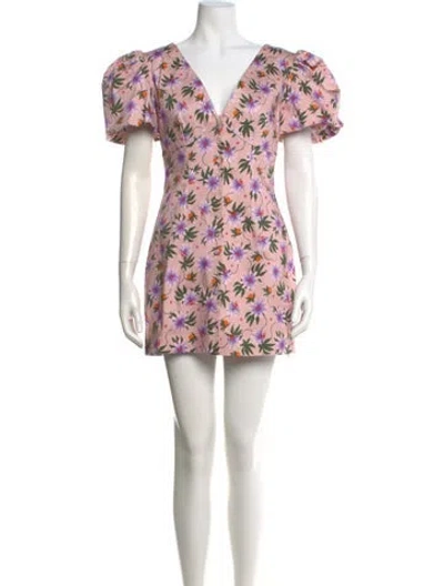 Pre-owned Lhd Floral Print Mini Dress In Pink