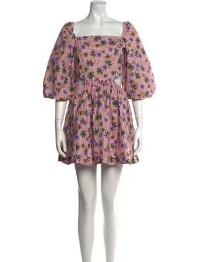 Pre-owned Lhd Floral Print Mini Dress In Pink