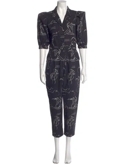 Pre-owned Lhd Graphic Print Jumpsuit In Blue