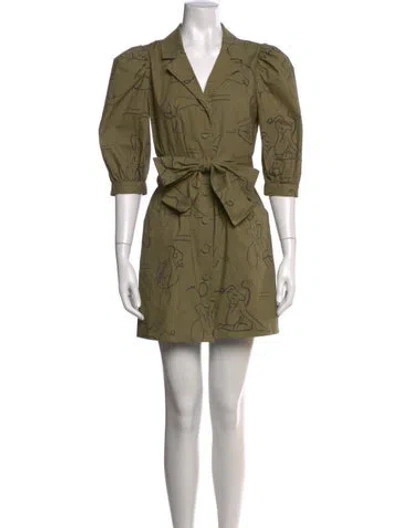 Pre-owned Lhd Graphic Print Mini Dress In Green