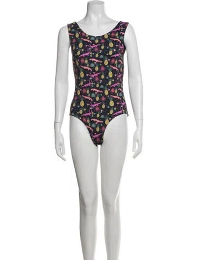 Pre-owned Lhd Graphic Print One-piece In Blue