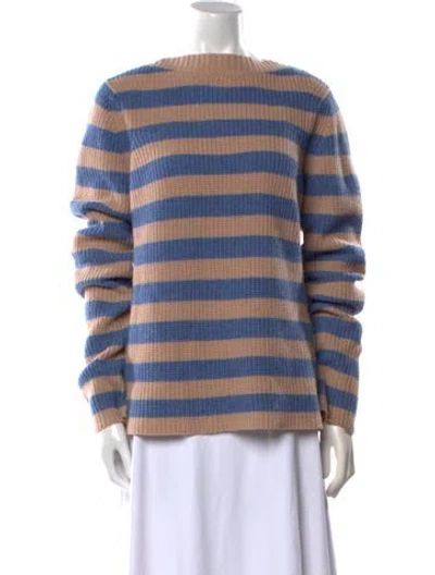 Pre-owned Lhd Merino Wool Striped Sweater In Blue