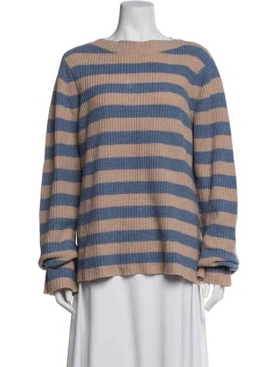 Pre-owned Lhd Merino Wool Striped Sweater In Neutrals