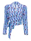 Lhd Odalys Geometric Pattern Blouse In Blue