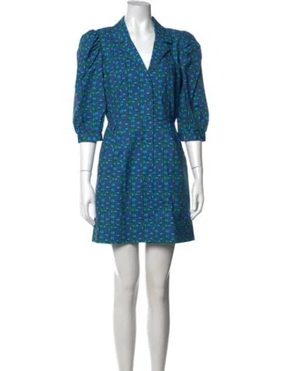 Pre-owned Lhd Plaid Print Mini Dress In Blue