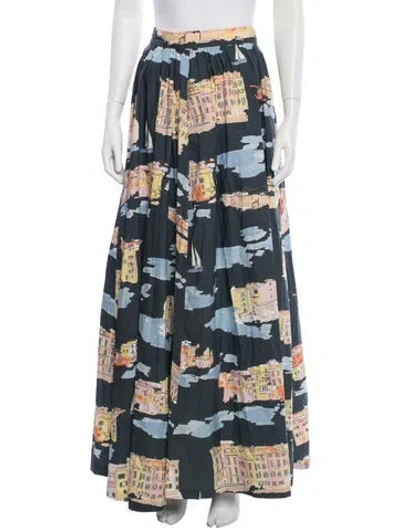 Pre-owned Lhd Printed Long Skirt In Blue