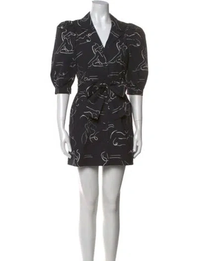 Pre-owned Lhd Printed Mini Dress In Black