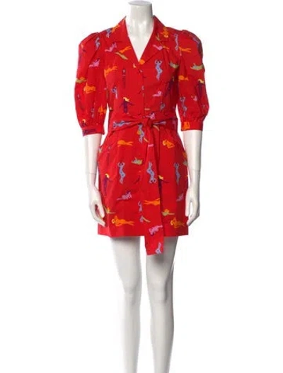 Pre-owned Lhd Printed Mini Dress In Red