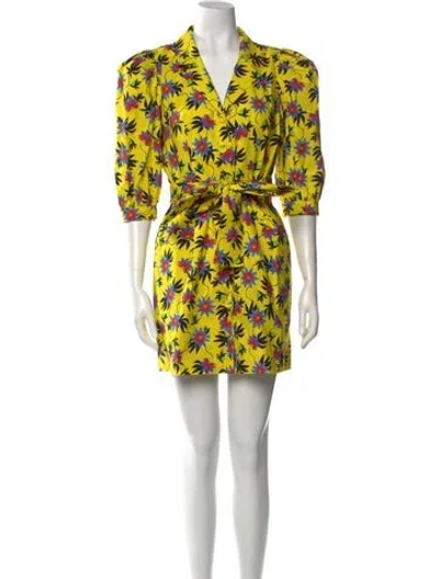 Pre-owned Lhd Printed Mini Dress In Yellow