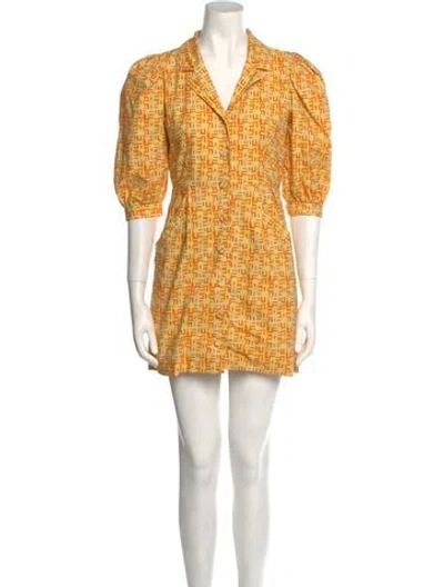 Pre-owned Lhd Printed Mini Dress In Yellow